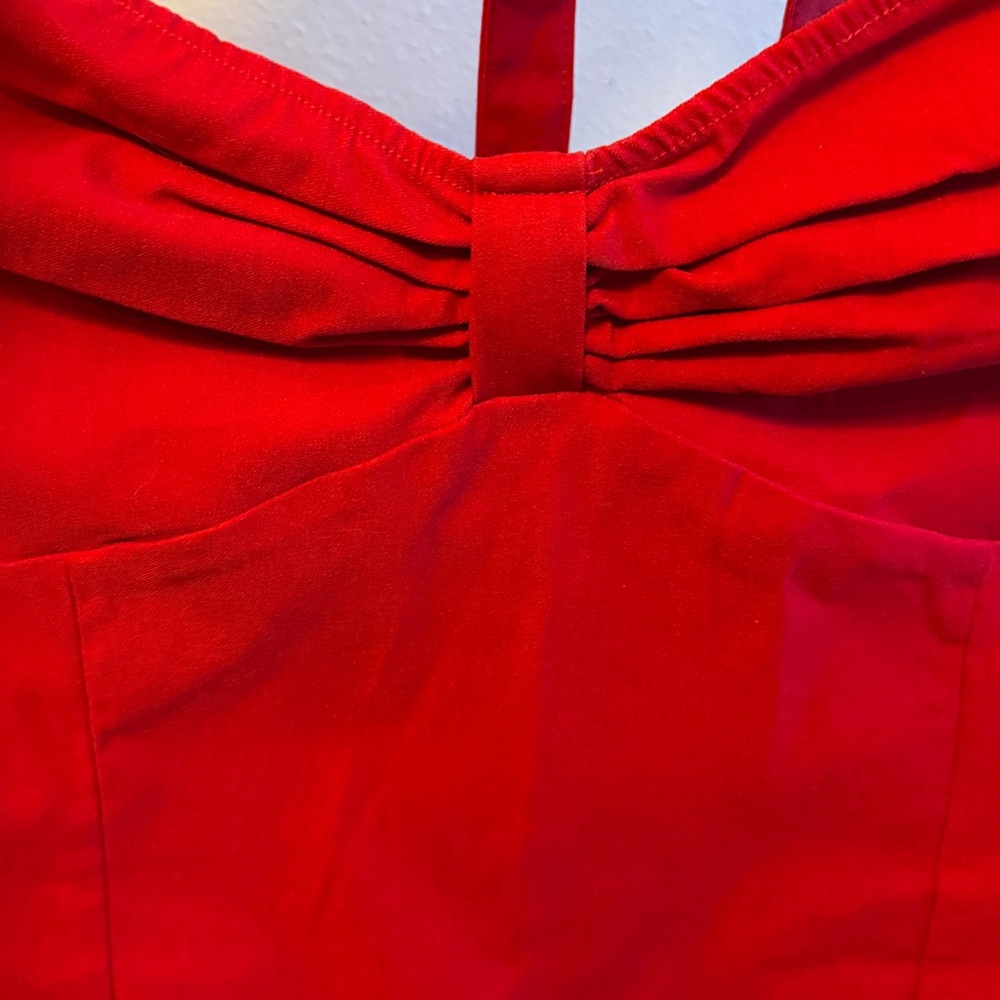 Pinup Couture RED Backless tie halter Dress NWT 2x with belt - Picture 6 of 11